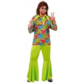FIESTAS GUIRCA Déguisement hippie vert avec symboles colorés homme - Coloré - L 52-54 