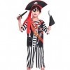 IKALI Costume de Pirate pour Les garçons avec Chapeau, Halloween Buccaneer Gift Party Dress Up Outfit Kids Cutlass Sword Cari