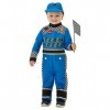 Toddler Racing Car Driver Costume, Blue, with Jumpsuit, Cap & Flag, T1 