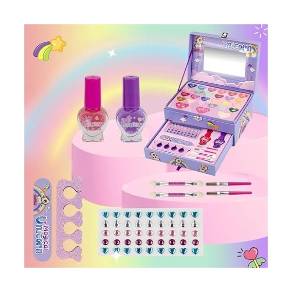Comius Sharp Kit de maquillage pour enfant - Mallette de maquillage pour fille - Jouet pour filles - 4, 5, 6, 7, 8, 9, 10 ans