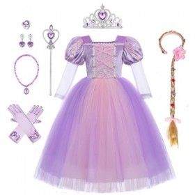 IBTOM CASTLE Filles Princesse Robe+Accessoires Raiponce Ensemble Conte De Fées Cosplay Halloween Carnaval Costumes Noël Anniv
