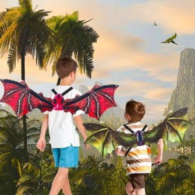 VATOS Ailes de dragon électriques rouges avec lumières LED - Cosplay pour garçons et filles avec ailes de dragon mobiles, eff