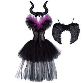 Enfants Bébé Filles Maleficent Costume Maléfique Sorcière Méchante Reine Déguisement Fantaisie Tutu Habiller Halloween Cospla