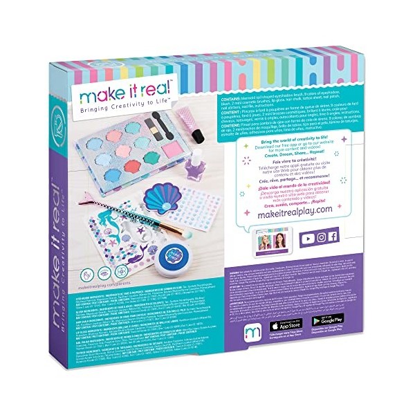 Make It Real – Mega Mermaid Makeover. Mermaid Themed Girls Makeup Kit. Starter Cosmetic Set for Kids and Tweens. Includes Cas