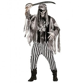 "GHOST SHIP PIRATE" shirt with bone chest, jacket, pants, bandana, eye-patch - L 