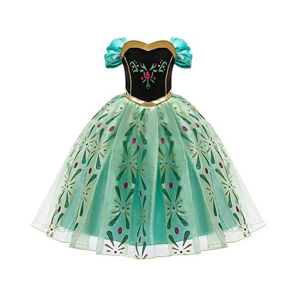 IWEMEK Costume de princesse de la Reine des Neiges pour fille Robe de cosplay Carnaval Déguisement Halloween Fête Noël Annive