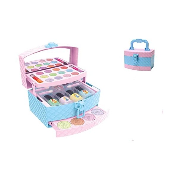 Mandeep Coffret Maquillage pour Enfants - Lavable Palette Maquillage Vernis Coiffeuse Princesse Fille 3 4 5 ans - Jeux dimit