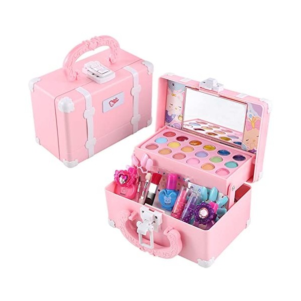 Mandeep Coffret Maquillage pour Enfants - Lavable Palette Maquillage Vernis Coiffeuse Princesse Fille 3 4 5 ans - Jeux dimit