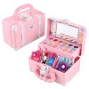 Mandeep Coffret Maquillage pour Enfants - Lavable Palette Maquillage Vernis Coiffeuse Princesse Fille 3 4 5 ans - Jeux dimit