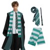 Ficlwigkis Lot de 4 costumes de cosplay de magicien pour adultes et enfants, uniforme de Serpentard avec baguette magique, cr