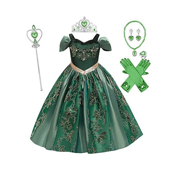 Fille Costume de Reine des Neiges Anna Robe Enfant Princesse Cosplay Carnaval Costume Noël Halloween Robe Fête Anniversaire L