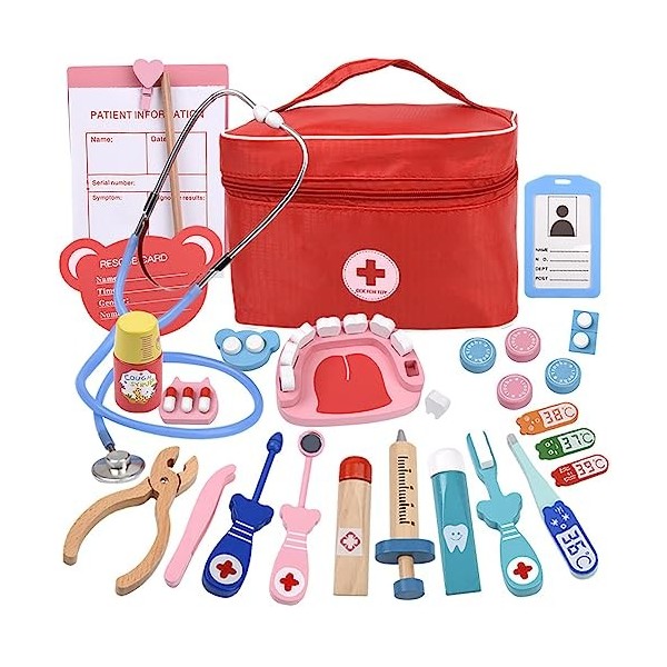 Yagosodee Kit de dentistes en bois pour enfants - Avec sac - Pour garçons et filles