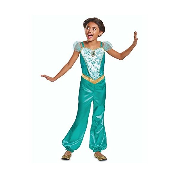 Disney Officiel Classique Déguisement Jasmine Fille Aladdin, Déguisement Halloween Fille en taille M