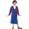 Smiffys Costume nounou ère Victorienne, bleu, avec robe, chapeau et foulard