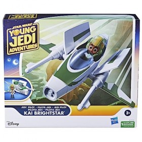 Star Wars Pilote Jedi Kai Brightstar, Figurine avec Vaisseau, échelle 10&nbsp;cm, Jouets pour Enfants
