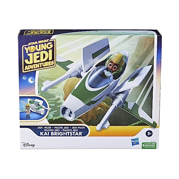 Star Wars Pilote Jedi Kai Brightstar, Figurine avec Vaisseau, échelle 10 cm, Jouets pour Enfants