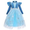 IDOPIP La Reine des Neiges Elsa Princesse Robe Manches Longues Cape Tulle Cosplay Costume de Robe et Accessoires Anniversaire