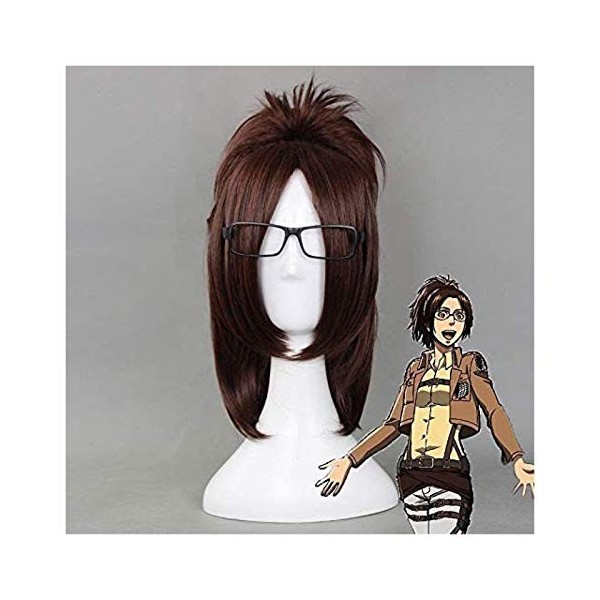 JPSOUP Attaque sur Titan Hans Zoe 40cm Straight Cosplay Perruques de Cosplay for Femme Femme Synthétique Hair Anime Universal