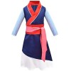 Lito Angels Deguisement Robe Costume Hua Mulan Enfant Filles, Anniversaire Carnaval Fete, Taille 10-12 ans, Bleu étiquette e