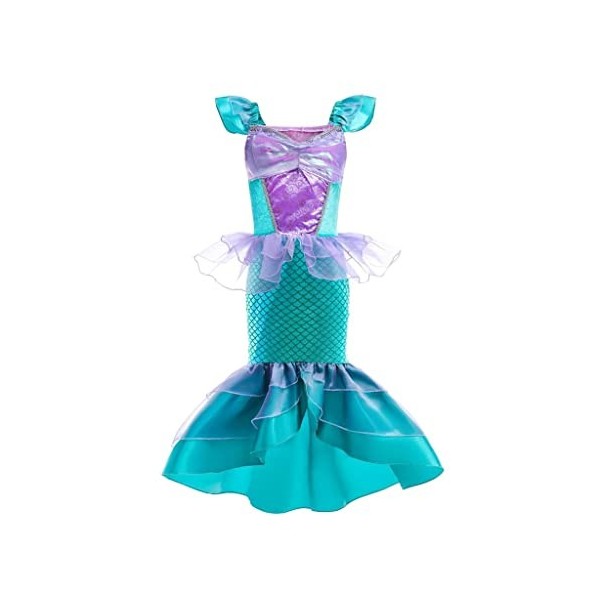 Lito Angels Deguisement Robe Petite Sirène Princesse Ariel Enfant Fille, Anniversaire Fete Carnaval Costume, Taille 2-3 ans, 