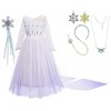 Lito Angels Déguisement Reine des Neiges 2 Princesse Elsa Robe Blanche avec Cape Enfant Fille Costume Manche Longue Taille 5-