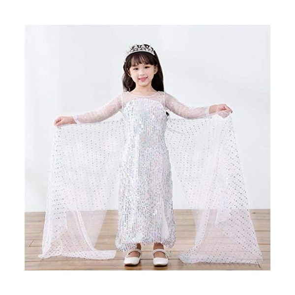 Lito Angels Deguisement Robes à Paillettes Reine des Neiges Princesse Elsa avec Traine Enfant Filles, Anniversaire Fete Carna