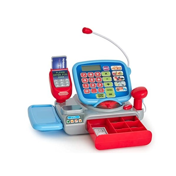 Casdon Supermarket Till , Interactive Toy Shopping Till For Children Aged 2+ , Includes Working Calculator, Microphone, Scann