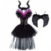 Enfants Bébé Filles Maleficent Costume Maléfique Sorcière Méchante Reine Déguisement Fantaisie Tutu Habiller Halloween Cospla