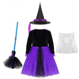Oyolan Enfant Fille Déguisement Sorcière Robe Citrouille Tutu Robe Princesse Costume Halloween Spectacle Cadeau Halloween 2-1