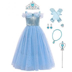 OBEEII Déguisement de princesse Cendrillon Aurora Rapunzel pour Fille Robe de Soirée Halloween Fêtes Noël Anniversaire Carnav