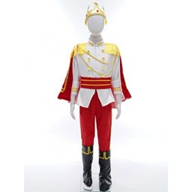 Freebily Enfant Garçon Halloween Déguisement Prince Roi Costume Couronne Cape Prince Roi Canne Chaussettes Ensemble Carnaval 