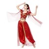 IWEMEK Femmes Aladdin Costume Adulte Arabe Jasmin Princesse Déguisement Ensemble de Vêtements Hauts et Pantalons avec Coiffe 