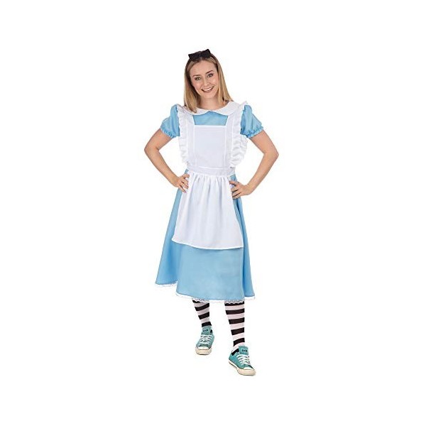 Bristol Novelty- Costume Lady Alice pour Femme Bleu Clair et Blanc, Adulte, AF167L