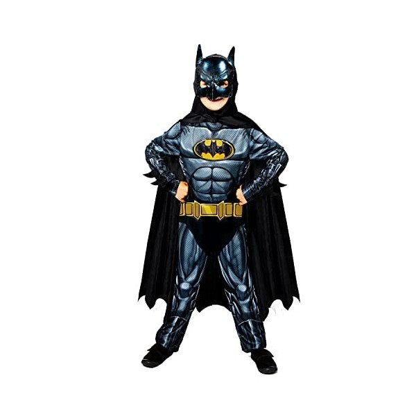 amscan Costume officiel Warner Bros Batman 2-12 ans, Noir, bleu et jaune, 6-8 ans