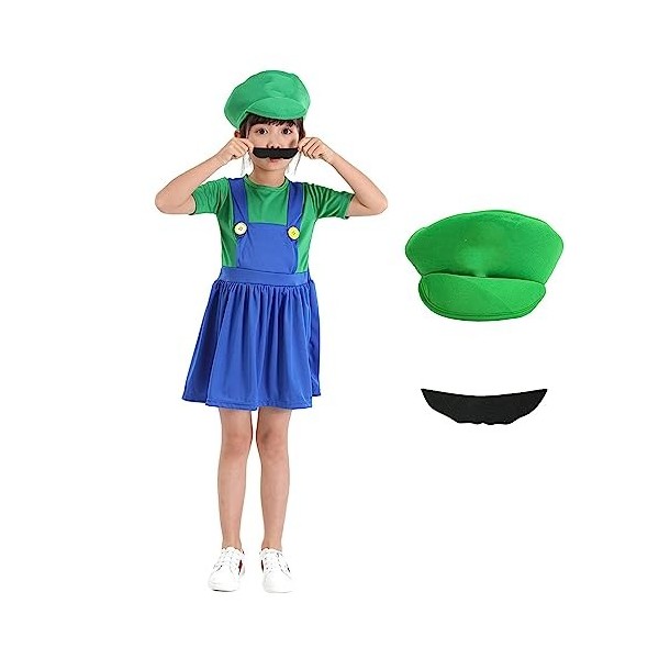 CULTURE PARTY Costume de plombier Mario Luigi Bros pour enfants et adultes Unisexe Unisexe