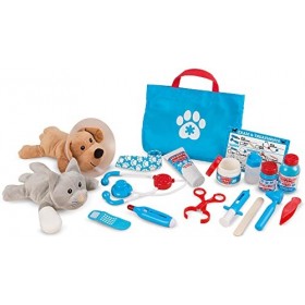 Melissa & Doug Jeu vétérinaire pour enfants, Jeu dimitation vétérinaire pour enfants, Jouets chien et chat en peluche pour f