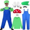 CULTURE PARTY Costume de plombier Mario Luigi Bros pour enfants et adultes Unisexe Unisexe