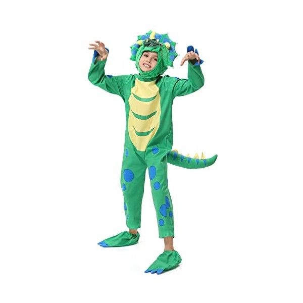 Pretend To Bee Déguisement Dinosaure Tricératops Enfant – Velours Polyester, Capuche Détaillée, Queue Et Griffes En Peluche – Officiel Musée D’Histoire Naturelle – Lavable En Machine