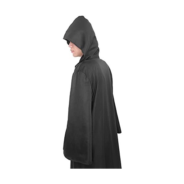 Alaiyaky Schwarzer Umhang mit Kapuze, Jedi Umhang Cape Vampir Umhang, Karneval Halloween Kostüm Unisex