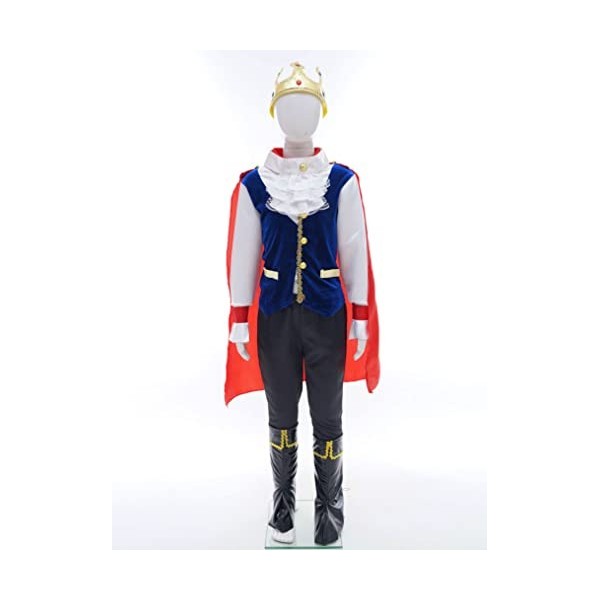 Freebily Enfant Garçon Halloween Déguisement Prince Roi Costume Couronne Cape Prince Roi Canne Chaussettes Ensemble Carnaval 