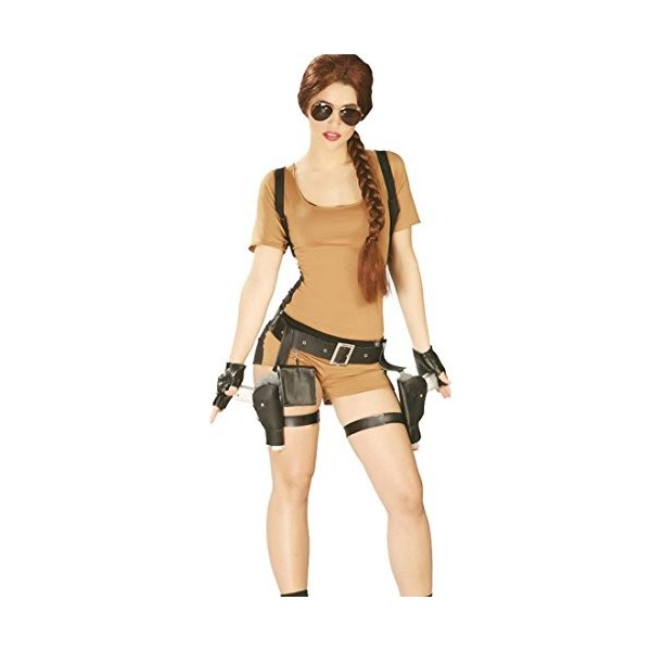 Amakando Costume de Dames Tomb Raider - L FR 44/46 | Costume de Lara Croft | Combinaison baroudeuse | Déguisement aventuriè