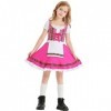 IBAKOM Enfants Filles Oktoberfest Outfit Bavarois Robe Dirndl Costume Carnaval Médiéval Fête bière Jeune Cosplay Déguisement 