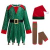 Costume delfe de Noël pour enfants et filles - Robe delfe à paillettes avec chapeau delfe, chaussures, ceinture, bas rayés