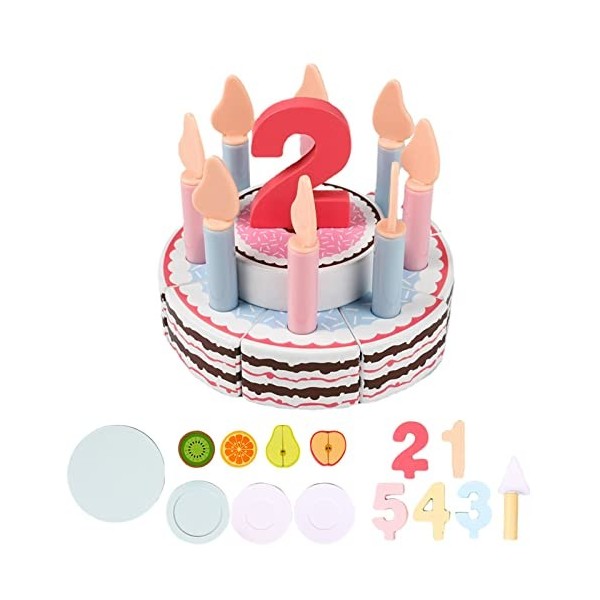 thoran 2 Pcs gâteau fête danniversaire - Gâteau danniversaire pour Petites Filles | Jeu en Bois gâteau danniversaire Cadea