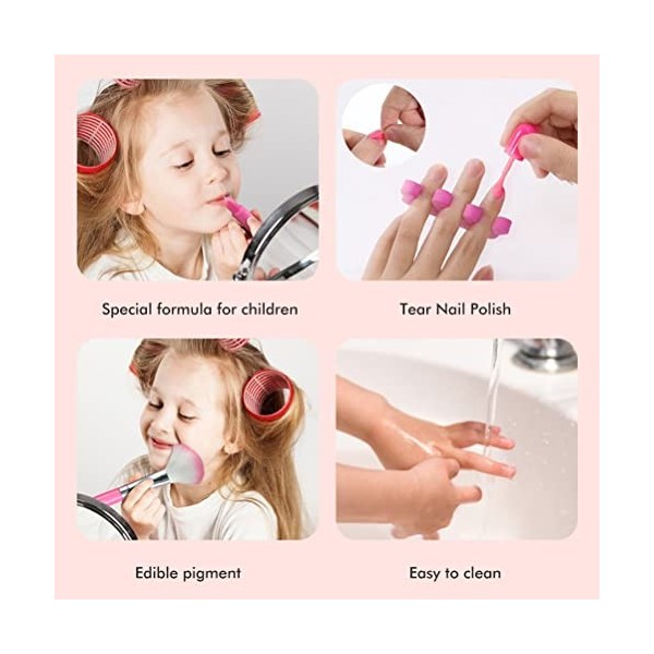 Bagima Filles Enfants Maquillage 24 * 18 * 10 Filles Maquillage Ensemble Jouets Semblant Jouer Sac Cosmétique beauté Jouet Ma