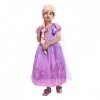 Girls Rapunel Princess Fancy Dress with Tangled Wig 5-6years,New Option 2022