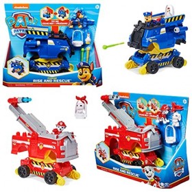 PATRULLA CANINA - VOITURE TRANSFORMABLE RISE & RESCUE + FIGURE - Voiture jouet transformable avec figurines daction Chase ou