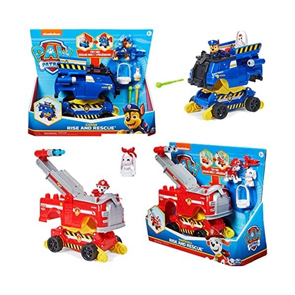 PATRULLA CANINA - VOITURE TRANSFORMABLE RISE & RESCUE + FIGURE - Voiture jouet transformable avec figurines daction Chase ou