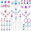 Tagitary Lot de 48 ensembles de bijoux de princesse pour filles avec couronne de princesse, colliers, baguettes, bagues, bouc