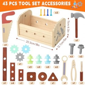 GAGAKU Ensemble doutils en bois pour garçons 53 pièces
